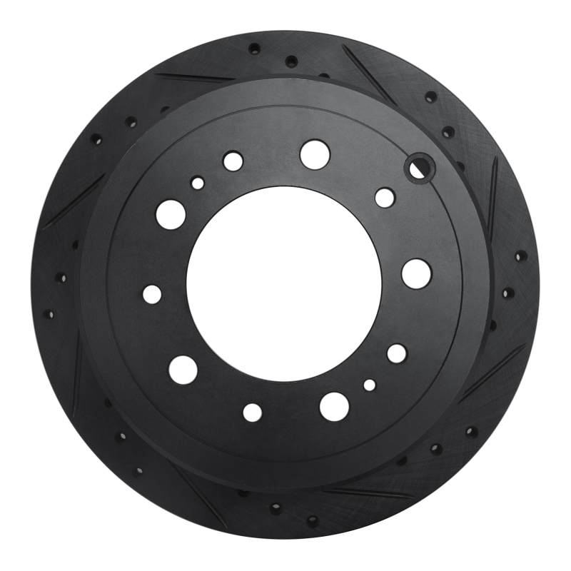 Lexus LX470 Brake Rotor (1) - Rear Right - R1 Concepts - Drilled & Slotted - Black - `98-`07